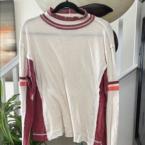 We The Free Cream and Red Striped Top